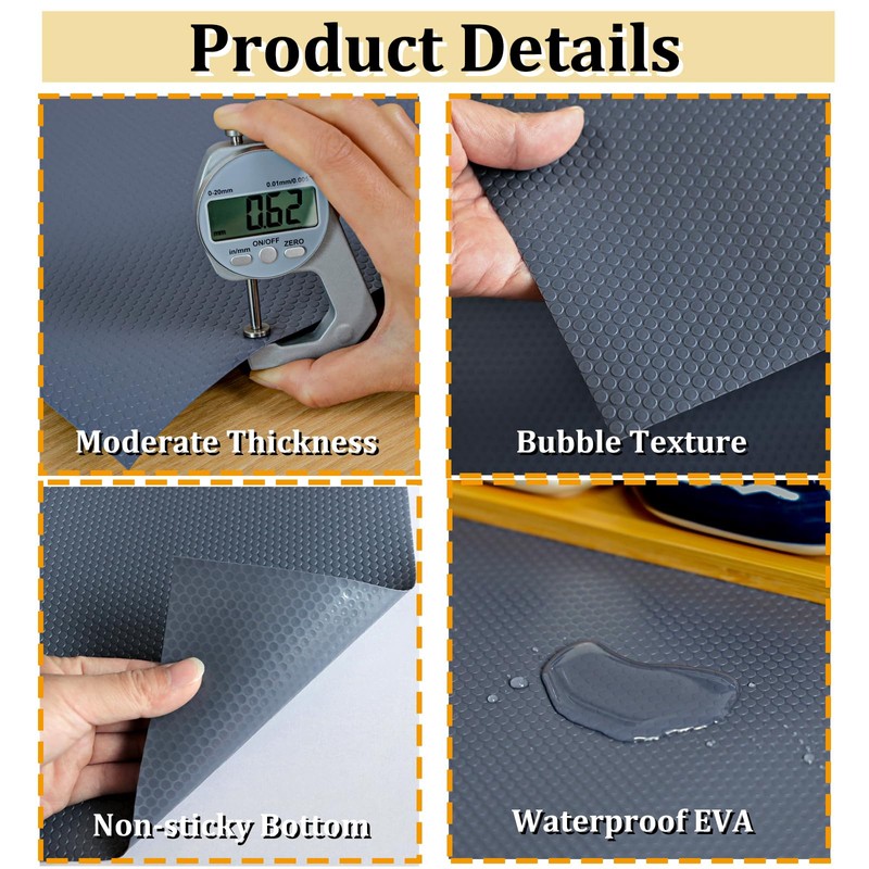 wohomuke Shelf Liners, Kitchen Drawer Liner Drawer Mats Washable EVA