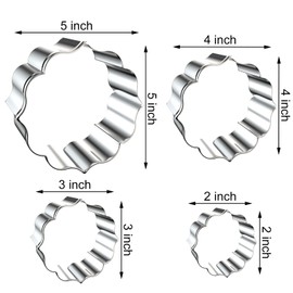 Circle Plaque Cookie Cutter Set Extra Large - 5 inch, 4 inch, 3 inch, 2 inch - 4 Piece Round Fancy Plaque Frame Cookie Cutters Shapes Molds - Stainless Steel