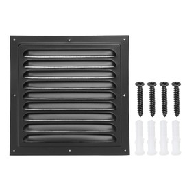 PATIKIL 8"x8" Aluminum Gable Vent, Exterior Wall Outlet Vent Square Soffit Vent HVAC Louver Air Grille with Built-in Screen for House Attic Garage Ceiling, Black