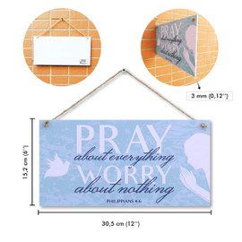 CARISPIBET Pray for anything Worry about nothing Religious signs for house décor home signs bible inspiration faith door signs living room house decoration plaque 6" x 12''