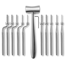 DEXSUR 11-Piece Osteotomes and Periotome Set - Stainless Steel Construction, Autoclavable, Precision Instrument Set with Plastic Head Mallet and Protective Case