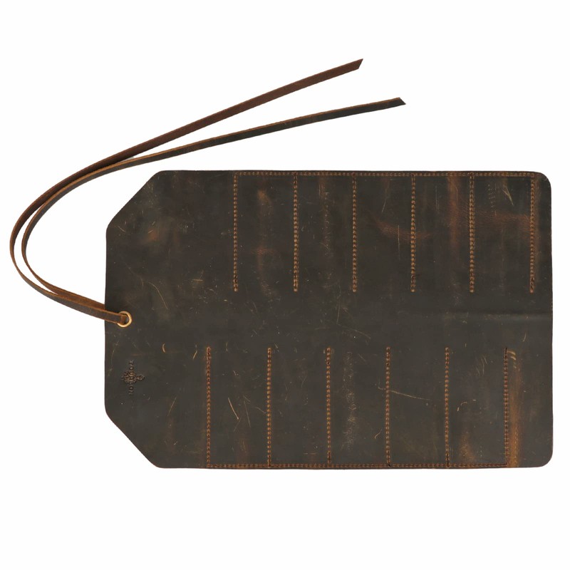 TOURBON Leather Roll Tool Pouch 10 Pockets Woodworking Carving DIY