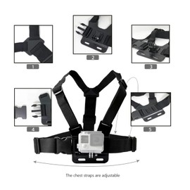 Yoogeer Adjustable Chest Mount Harness for Insta 360 X5 X4 X3 X2 X ACE Pro ONE RS R GO 2 3, Chest Strap Body Mount for Gopro Hero Series and Fusion Max, DJI OSMO Action, AKASO and Most Action Cameras