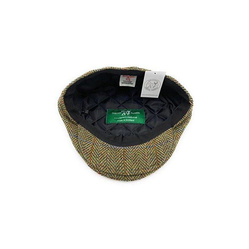 Mens Harris Tweed Flat Cap Comfort Fit Quilted Lining Made