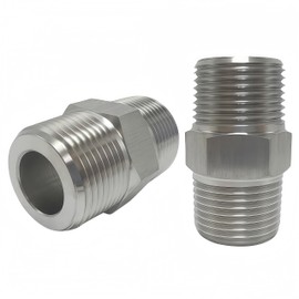 Closmos High Pressure Stainless Steel 304 Equal Hex Nipple 1/2" NPT Male x 1/2" NPT Male Straight Connector Pipe Fitting 2pcs