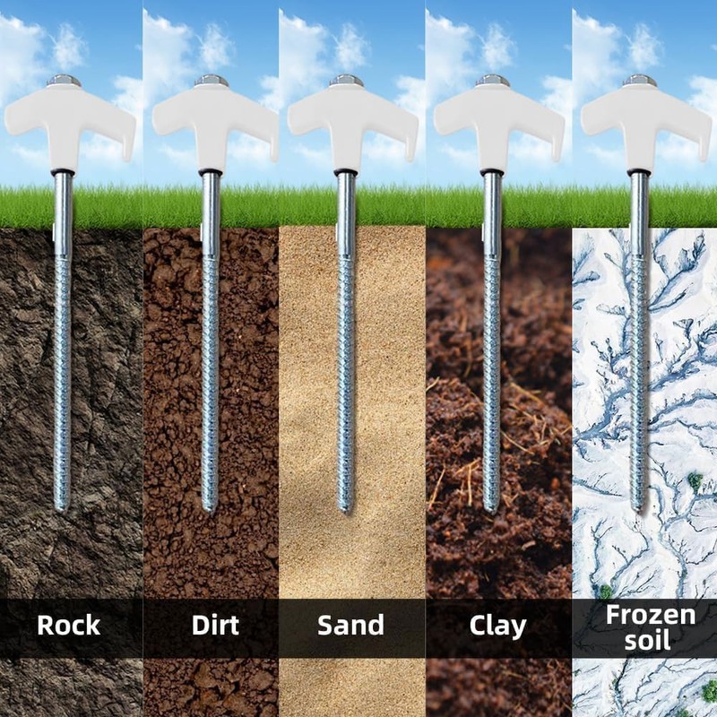 8Pack Tent Stakes-8” Drill in Heavy Duty Ground Pegs Screw
