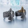 SINLEO Freedom Vintage Silver Black American US Eagle Stainless Steel