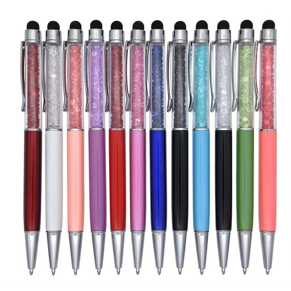 Gullor Pack of 12 Bling 2-in-1 Slim Crystal Diamond Pens