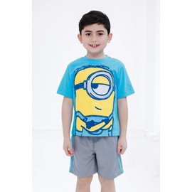 Minions Little Boys T-Shirt and Mesh Shorts Outfit Set Blue/Gray 5
