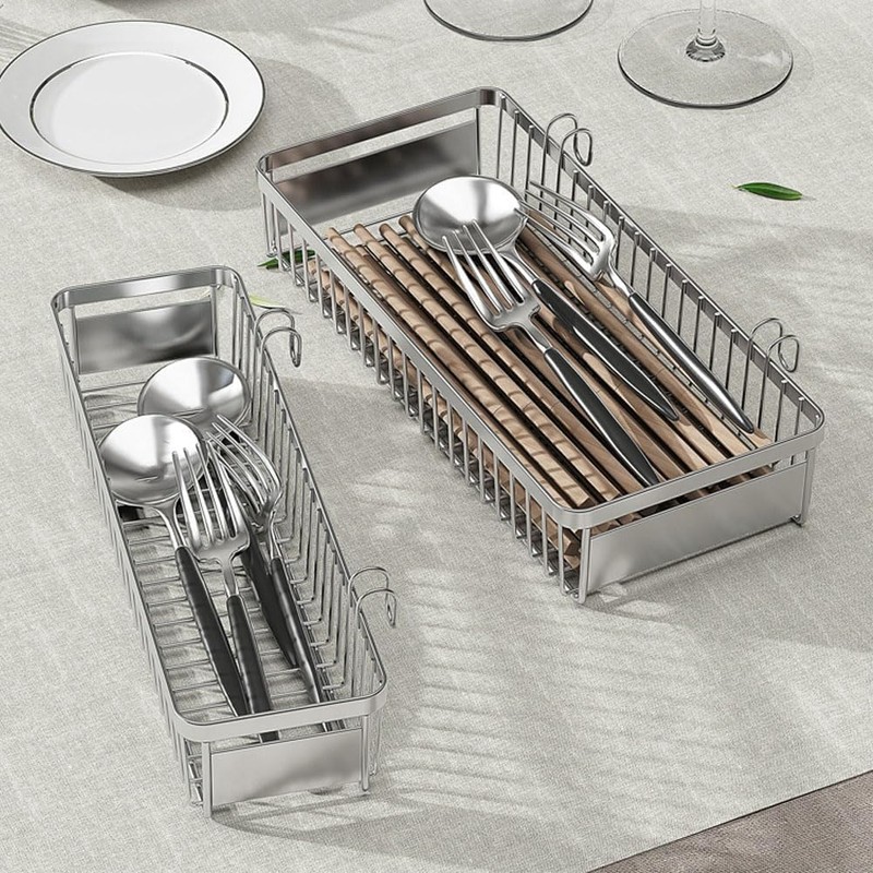 MINGFANITY Sturdy 304 Stainless Steel Utensil Drying Rack Basket, Utensil