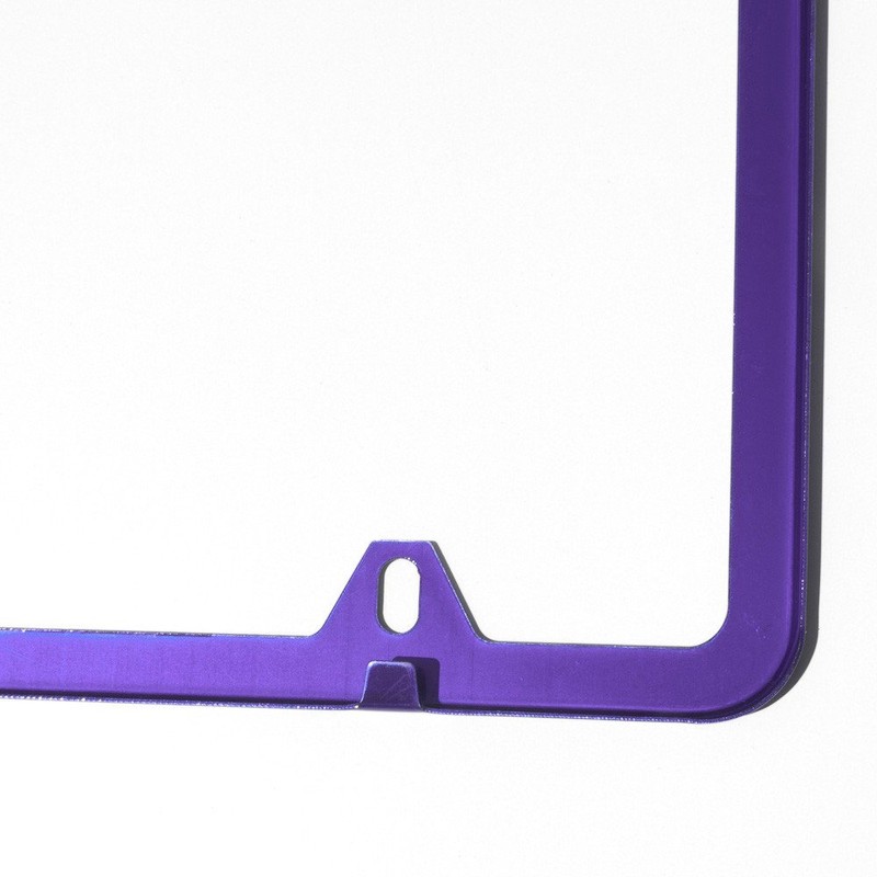 4 Holes Slim Stainless Steel License Plate Holder Frame (Purple)
