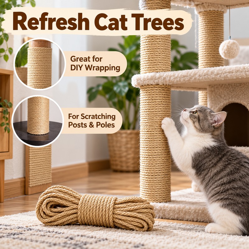 Natural Sisal Rope for Cat Scratching Posts – 4mm DIY