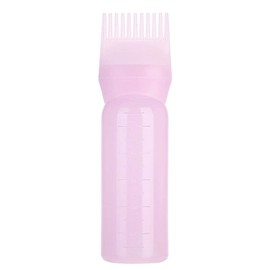 Botella aplicadora de peine de raíz, botella de tinte para el cabello de 160 ml con escala graduada, peine aplicador de cepillo para polvo profesional, herramienta de peinado para colorear (rosa)