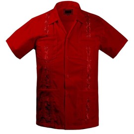 Maximos Guayabera Kids Toddler Junior Beach Wedding Baptism Button-up Casual Dress Shirt Red