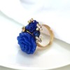 Aloluo CZ Rose Flower Resin Gemstone Statement Rings for Women