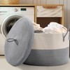 Noonkty XXL Cotton Rope Basket with Lid, Grey, 21.7" x