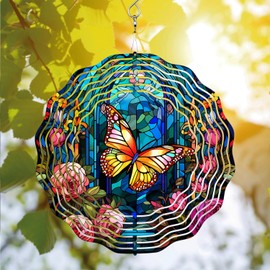 64memory Butterfly Wind Spinner, Butterfly Wind Spinner Hanging for Yard and Garden, Unique Gift Wind Spinner, 3D Hanging Wind Spinner Outdoor, Cute Butterfly Wind Spinner
