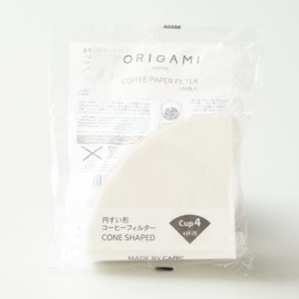 ORIGAMI COFFEE PAPER FILTER Cup4 Coffee Filter, 4 Cups, 100 Counts, Conical Shape, Made in Japan