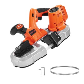 VEVOR 20V Portable Band Saw, 2.56-Inch Deep Cut, 360W Cordless Compact Bandsaw with Brushless Motor, Integrated Hang Hooks, 0-192 m/min Adjustable Speed, for Cutting Metal, Woodworking (Bare Tool)