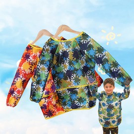 SULIUDAJI 1 Piece Painting Apron Children Painting Coat 5-7 Years Girls/Boy Craft Apron Children with Sleeves and 3 Pockets Painting Apron Children Fabric for School (M Size)