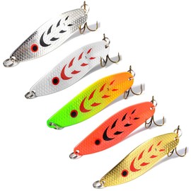 FONGKNOX Pack of 5 Fishing Lures Hook 3D Eyes Life-Liked Fish Laser Fishing Scales Excellent Reflection Streamline Design Balanced Fishing Lure Triple Hook Winter Fishing Extra Sharp Barbed Hook 27 g