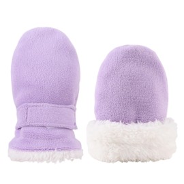 MniJiza Newborn Baby Winter Mittens Toddler Warm Fleece Lined Gloves No Scratch Adjustable Mitten for Infant Boys Girls (0-6M,Light Purple)