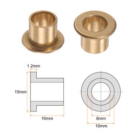QUARKZMAN Flange Bearing Sleeve 8 mm Bore 10 mm OD 10 mm Length 1.2 mm Flange Thickness Bronze Bushing Self-Lubricating Sliding Bushing Sleeve for Industrial Systems Pack of 2