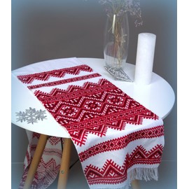 Rushnichok 200x30cm Ukrainian RUSHNYK Hand Embroidered Satin Stith Towel Red Black Slavic Wedding Decor