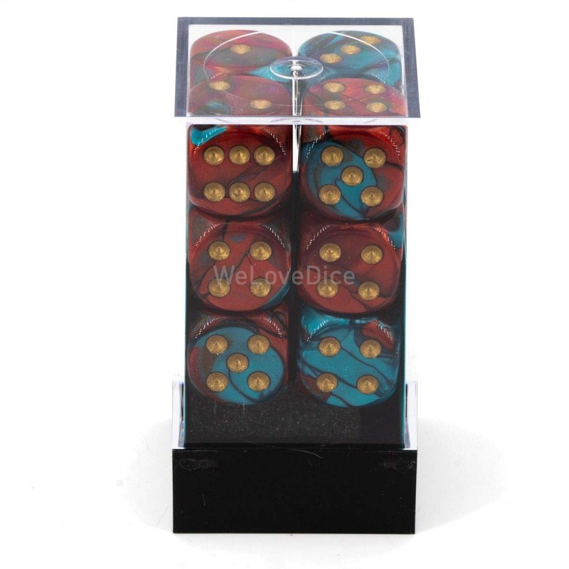 DND Dice Set-Chessex D&D Dice-16mm Gemini Red, Teal, and Gold