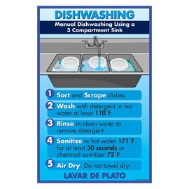 DayMark Safety Systems Manual Dishwashing Laminated Poster 11" x 17",IT119536