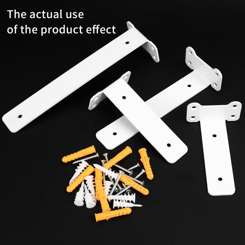 Pack of 4 Shelf Brackets, White, 125 mm Shelf Wall
