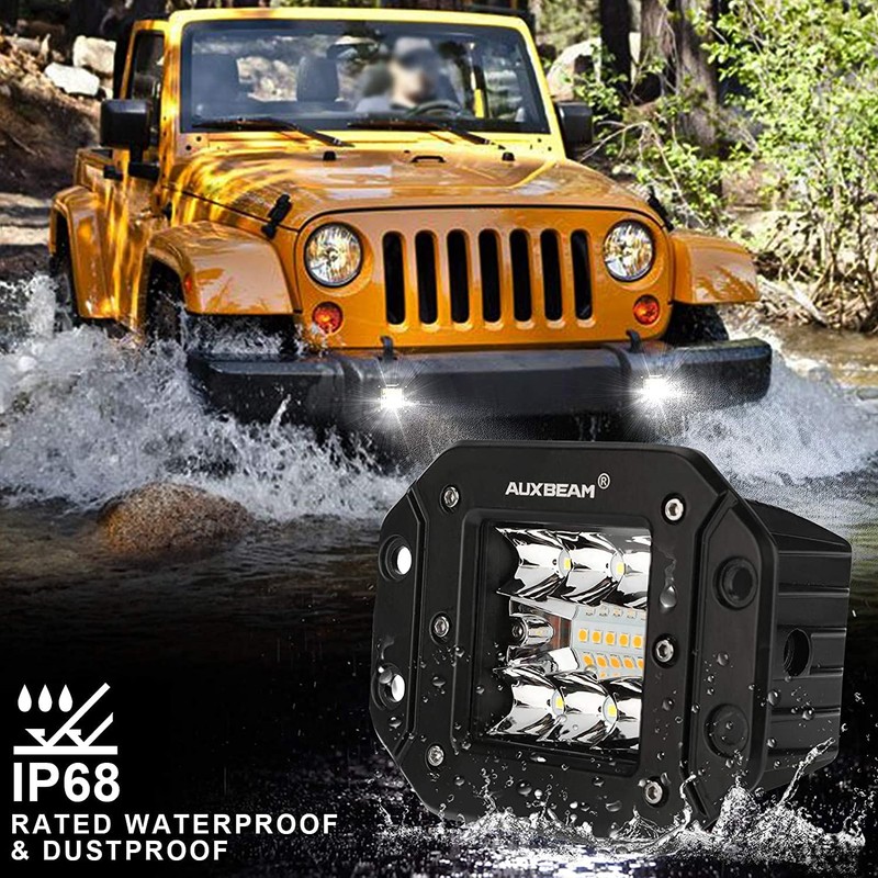 Auxbeam 5Inch LED Pod Lights, 72W Flush Mount Driving Strobe