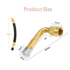 Lunpog Reifenventil Verlängerung Adapter 90 Grad Ventilverlängerung und 180mm Flexible Gummi Reifen Ventilverlängerung Kupfer Ventiladapter Winkel Ventilverlängerung für Auto Motorrad Fahrrad Scooter