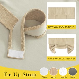 NICETOWN Oatmeal Faux Linen Door Curtains for Sliding Glass Door, Farmhouse French Door Curtains for Front Back Door Thermal Insulated Tie Up Shade for Doorway, 1 Panel, 26" Width x 80" Length