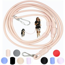Tiesenci Hands Free Dog Leash Crossbody 8' 9-in-1 Waist Leash for Dog Walking Adjustable Waterproof Dog Leash for Swimming Running No Pull Dog Harness and Leash Set (Large, 20-120 lbs, Flesh Pink)