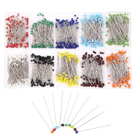Apol Multicolor 1000 Pieces Sewing Pins 38mm Glass Ball Head Pins Sewing Accessories with Transparent Cases for DIY Craft Dressmaking Jewelry Components Flower Decoration