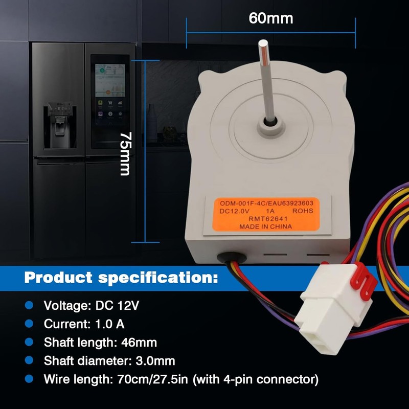 Replace EAU65058305 Refrigerator Evaporator Fan Motor Assembly Compatible with LG