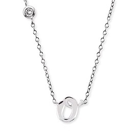 Engelsrufer Necklace made of sterling silver with letter O pendant, set with a zirconia stone, adjustable in two lengths, length: 44 cm, Sterling Silver, No Gemstone