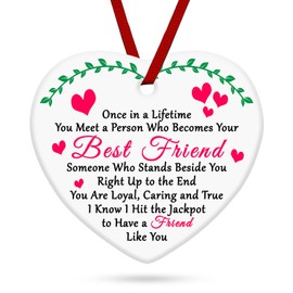 Friendship Gift for Women Friends Ceramic Hanging Decoration Appreciation Gift for Work Bestie Thank You Gift for Best Friend BFF Soul Sister Birthday Gift for Friend Hanging Ceramic Heart Decorations