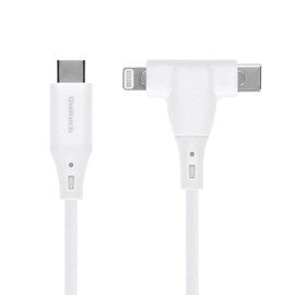 Owtec OWL-CBSCLC20-WH 2 in 1 Cable, Type-C to Type-C/Lightning Compatible, MFi Certified, PD60W, Fast Charging, Data Transfer, 480Mbps, Cable, 6.6 ft (2 m), White