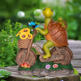 Foreby Garden Solar Turtle Statue With Lighted Sunflower - Outdoor Figurine for Garden Decor, Turtle Gifts for Women