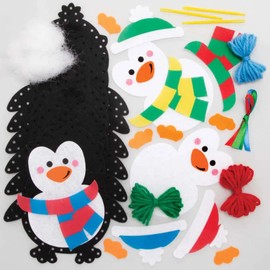 Baker Ross FE833 Penguin Sewing Kit for Children - Pack of 3, Craft Set for Sewing for Children, Christmas Craft Sets, Craft Ideas for Christmas, Christmas Gifts for Children