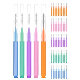 TPZORJX 50 Stück Interdentalbürsten,Interdentalreiniger Wiederverwendbar mit Etui zur Reinigung enger Zahnzwischenraumbürsten Biegsamer,Werkzeuge Zahnreinigung für Kinder,Männer,Frauen(5 Farben)
