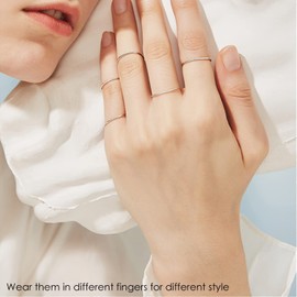 MILACOLATO 1 mm stainless steel stacking rings for women, thin golden smooth band rings, combinable knuckle rings, thumb pinky midi rings, comfort fit, size 3/4/5/6/7/8/9, Stainless Steel