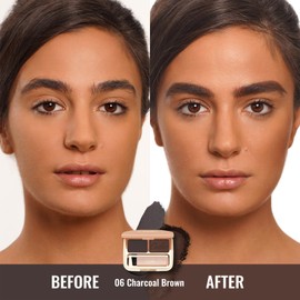 Oulac Waterproof Eyebrow Powder Gray Kit with Brow Brush 2 in1 Long Lasting Instant Eyebrow Pomade & Powder Natural Makeup for Sparse Brows 3.2 g/0.11 oz, Charcoal Brown