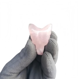 Sunshcat Natural Rose Quartz Pocket Wolf Head Crystal and Healing Stone Figurine,1.37 Inchs Perforated DIY Jewelry Pendant