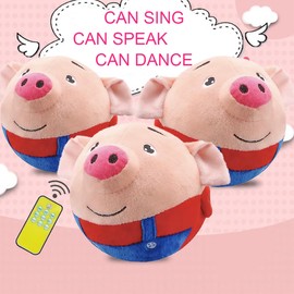 Panup Active Moving Pet Plush Toy - Cute Squeaky Pig Dog Toy for Small Dogs, Talking and Singing Dog Toy, Washable Cartoon Pig Plush Sound Electronic Dog Toy for Pets, Cats, Dogs Red