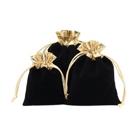 TopTie 50 PCS Velvet Jewelry Pouches with Drawstrings, 4"x4.7" Gold-rimmed Gift Bags for Wedding Party