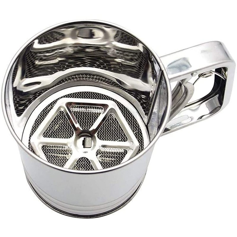 ANCLLO Hand Squeeze Fine Mesh Flour Sifter - Stainless Steel