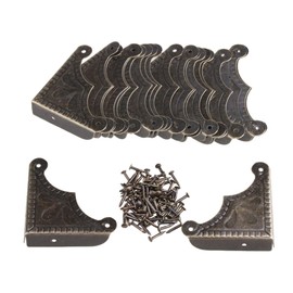 Etfbuy 20PCS Box Antique Brass Triangle Rattan Carved Wood Case Edge Guard Furniture Corner Bronze